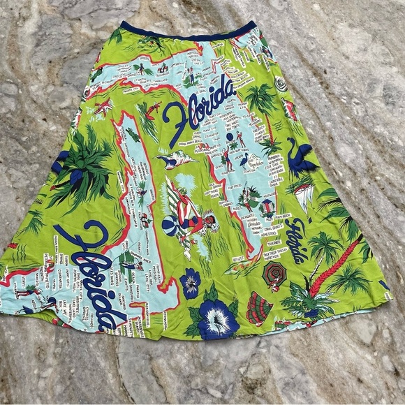 Vintage BETSYS Semi Sheer Skirt Florida Beaches Map Made in California Small - Picture 1 of 10